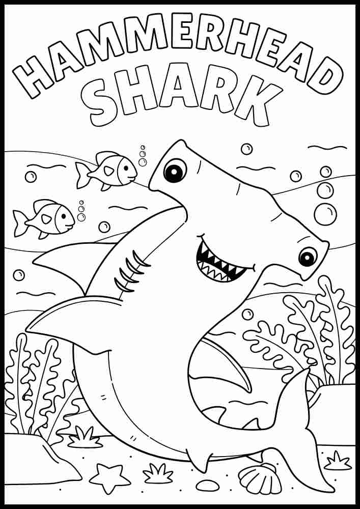 Hammerhead Shark Interactive Coloring Page. Color Online, Download and Print.